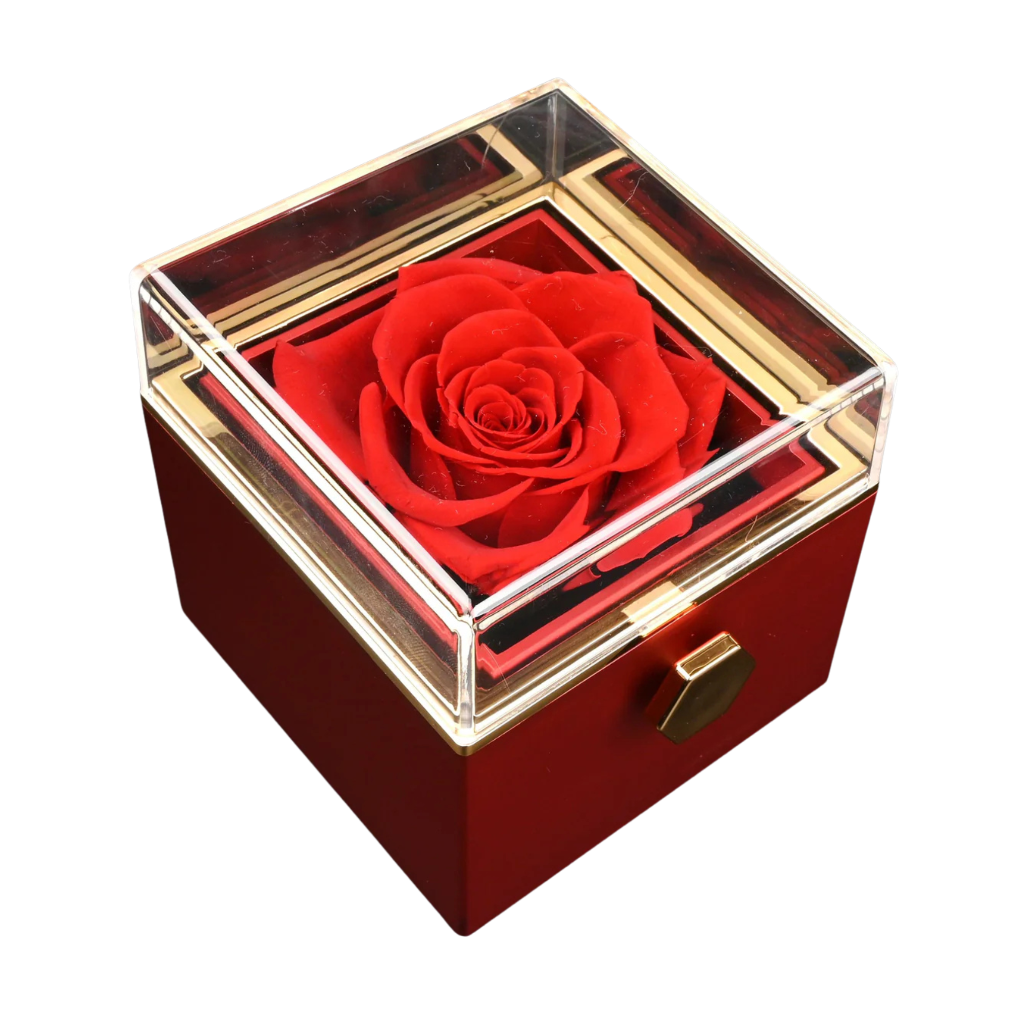 Rosenbox mit gravierter Halskette (Rot)